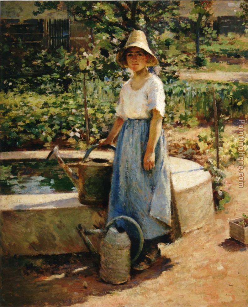 At the Fountain painting - Theodore Robinson At the Fountain art painting